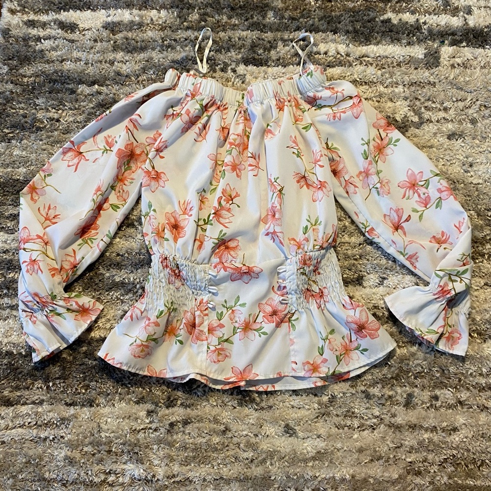 Floral Off-Shoulder Blouse with Smocked Waist